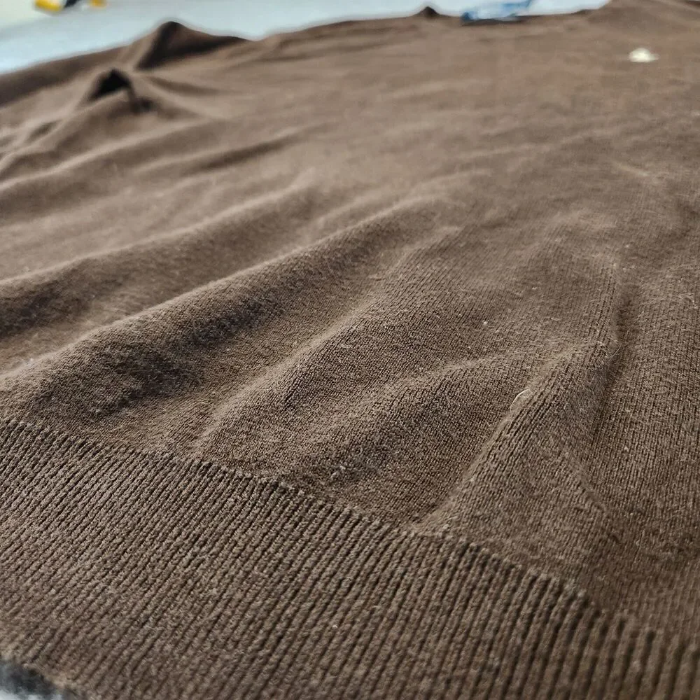 Polo Ralph Lauren PRL Mens M Medium 100% Pima Cotton Knit V Neck Sweater‎ Brown